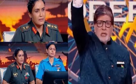 KBC 17 Independence Day Special: ऑपरेशन सिंदूर की नायिकाएं कर्नल सोफिया कुरैशी, विंग कमांडर व्योमिका सिंह और कमांडर प्रेरणा देवस्थली ने साझा की देशभक्ति की कहानी।