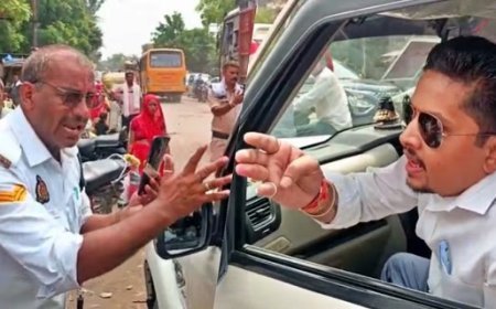 चल हट, भाग यहां से... हाथरस में बीजेपी एमएलसी के बेटे की ट्रैफिक पुलिस से तीखी नोकझोंक, सड़क पर जाम और बदसलूकी का वीडियो वायरल। 