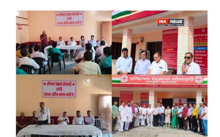 Hardoi : 79वें स्वतंत्रता दिवस पर रेडक्रॉस सोसायटी हरदोई में देशभक्ति संग स्वदेशी संकल्प, आपदा समिति के अध्यक्ष महेश चंद्रा ने रेडक्रॉस को भेंट किया ध्वनि यंत्र