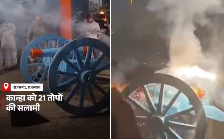 नाथद्वारा के श्रीनाथजी मंदिर में जन्माष्टमी पर दी गयी 21 तोपों की सलामी, भक्तों में उत्साह।
