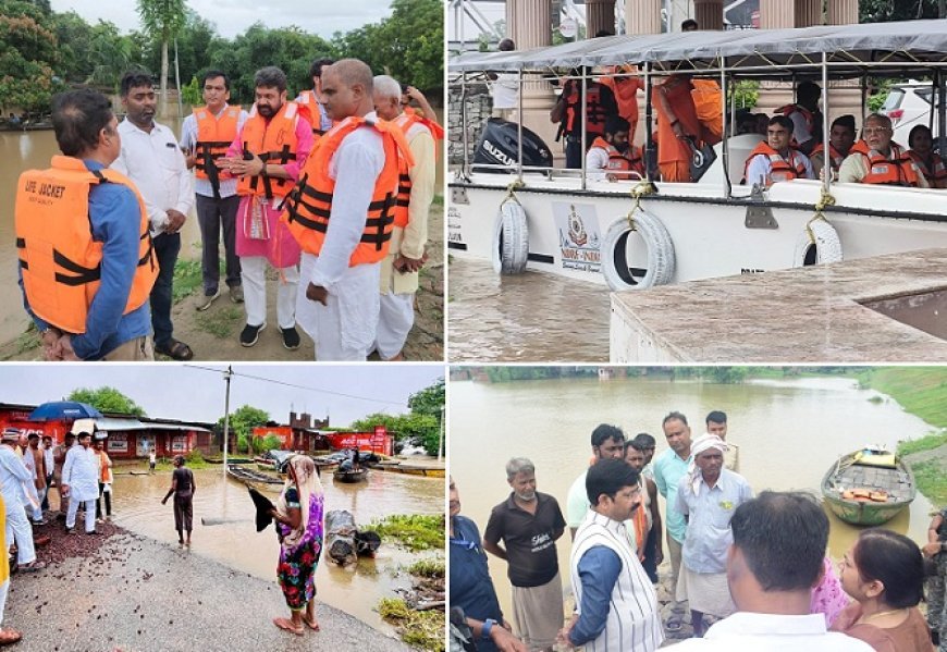 सीएम योगी के निर्देश पर बाढ़ प्रभावित क्षेत्रों में ग्राउंड जीरो पर राहत बांट रहे मंत्री, प्रभावित क्षेत्रों में मुस्तैद है योगी की टीम-11 । 