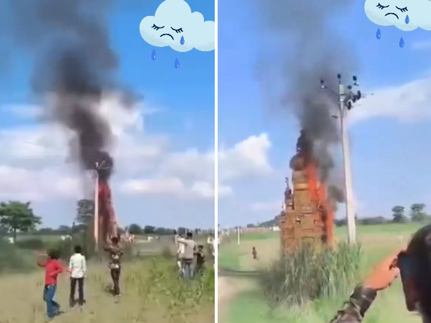 बहराइच में चेहल्लुम जुलूस के दौरान ताजिया हाई वोल्टेज तार से टकराया, आग लगने से अफरा-तफरी, बड़ा हादसा टला। 