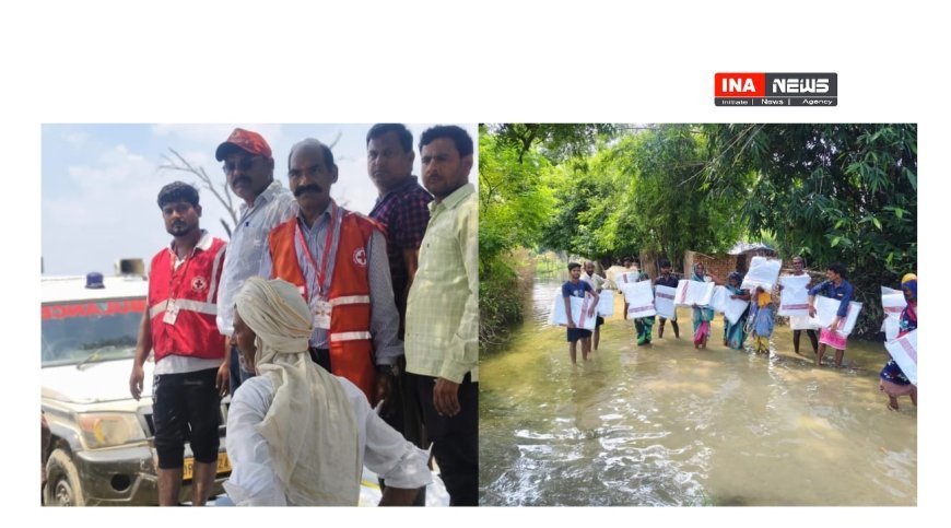 Hardoi : रेड क्रॉस सोसाइटी ने बाढ़ पीड़ितों को पहुंचाई राहत सामग्री