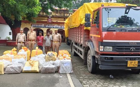 Ballia : नरही पुलिस और एसटीएफ की संयुक्त कार्रवाई में 8 क्विंटल गांजा के साथ दो तस्कर गिरफ्तार