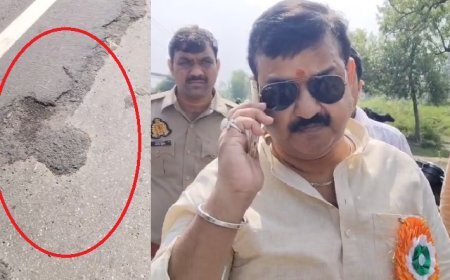 Hardoi : 75 करोड़ की सड़क दो महीने में ही उखड़ी, भाजपा विधायक प्रभाष कुमार ने हाथ से तोड़ा टुकड़ा; वीडियो वायरल, ठेकेदार-अधिकारियों पर कार्रवाई की मांग