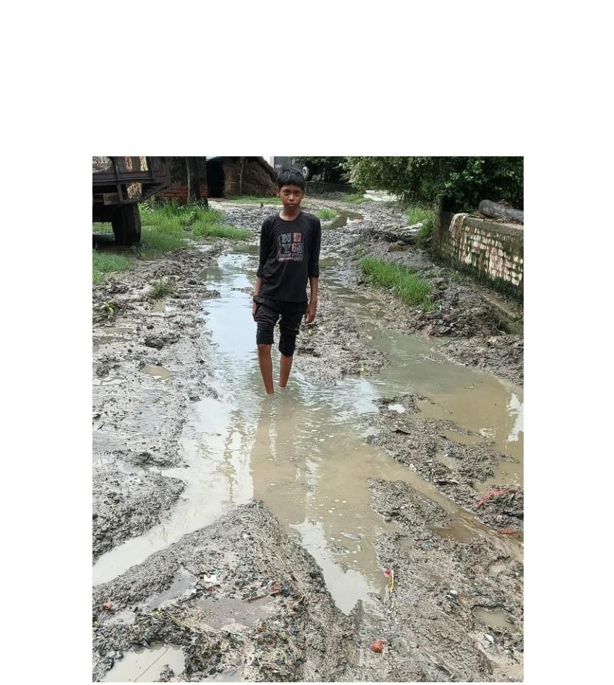 Sitapur : रोड व नाली की समस्या सैकड़ों ग्रामीण कीचड़ में निकलने को मजबूर