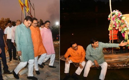 Lucknow: नगर विकास मंत्री एके शर्मा ने सुल्तानपुर में सीताकुंड घाट का छठ पर्व के लिए किया औचक निरीक्षण। 