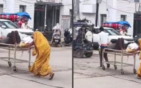 रीवा संजय गांधी अस्पताल की लापरवाही: एंबुलेंस चालक के कहने पर शहर में स्ट्रेचर पर मरीज को घुमाया, वीडियो वायरल होने पर जांच और कार्रवाई के आदेश।