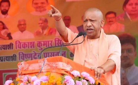 योगी आदित्यनाथ ने दरभंगा में कांग्रेस पर साधा निशाना, कश्मीर को विवादित बनाने का ठीकरा फोड़ा।