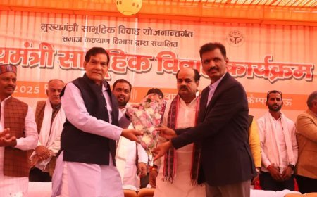 Lucknow : मऊ में मुख्यमंत्री सामूहिक विवाह योजना के तहत 124 जोड़ों का विवाह, मंत्री ए के शर्मा ने दिए आशीर्वाद