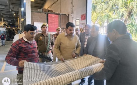 Sitapur : सिधौली में डीएम ने दरी उत्पादन इकाई का दौरा किया, बुनाई से पैकेजिंग तक ली जानकारी