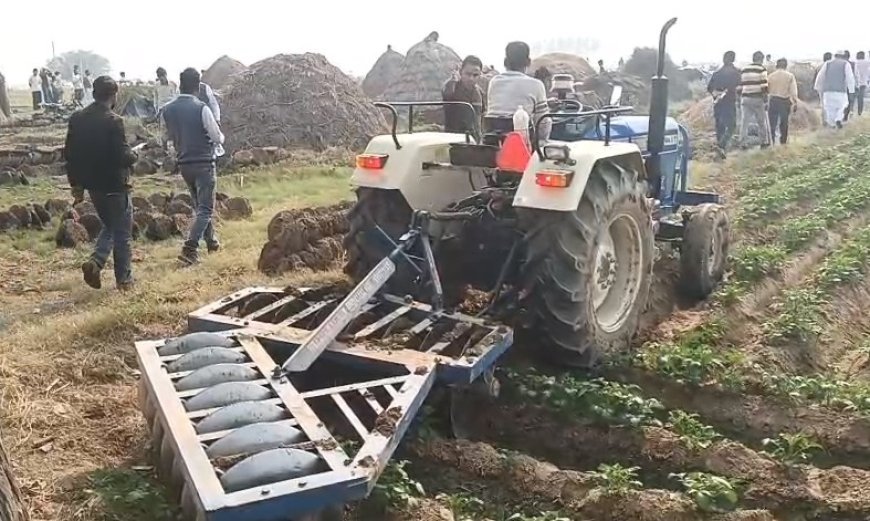 Sambhal: हसनपुर मुंजब्ता में ट्रैक्टर-हैरो चलवाकर खेत कराए कब्जा मुक्त। 