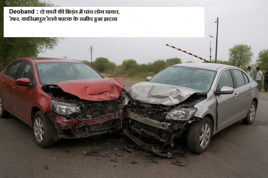 Deoband : दो कारों की भिड़ंत में पांच लोग घायल, रेफर, कासिमपुरा रेलवे फाटक के समीप हुआ हादसा