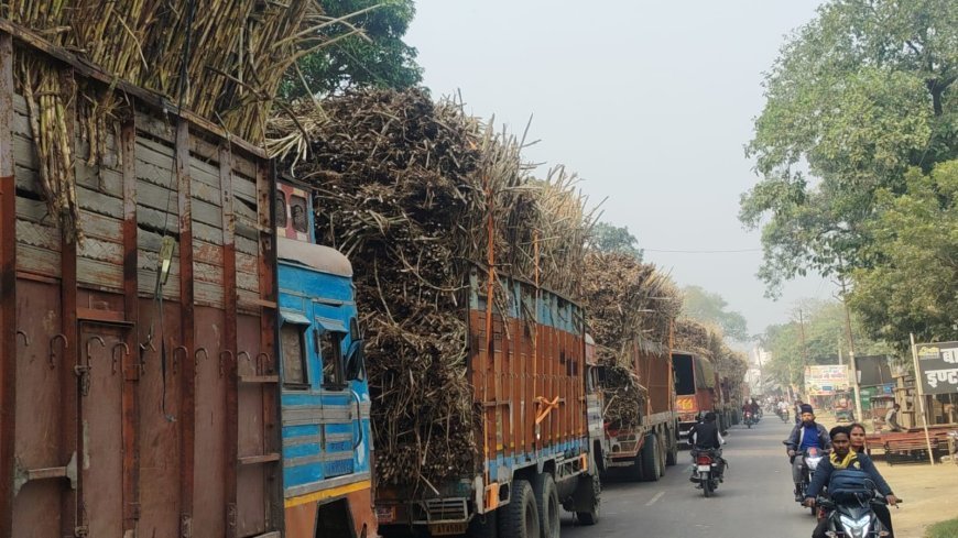 Sitapur : केसरीगंज बाजार में ट्रक खराब होने से लगा लंबा जाम, लोग परेशान
