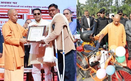 Lucknow: विश्व दिव्यांग दिवस पर सीएम योगी ने 30 प्रतिभागियों को किया सम्मानित, 500 दिव्यांगों को बांटी ट्राईसाइकिल।