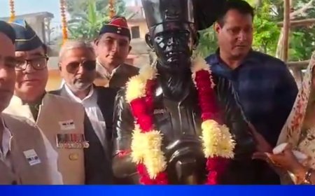 Hapur : हापुड़ के लुहारी में केंद्रीय मंत्री जयंत चौधरी ने किया कारगिल शहीद सतपाल सिंह की प्रतिमा का अनावरण