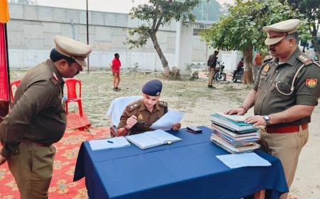 Hardoi : हरदोई में एसपी ने थाना कछौना का वार्षिक निरीक्षण किया