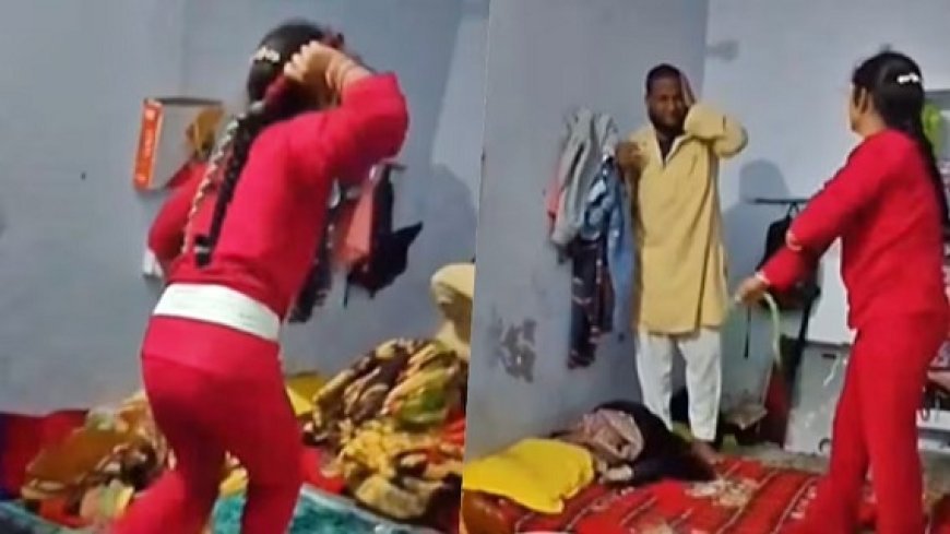 कमर पर गमछा बांधकर एक मौलवी को कोड़े से पीटती और गाली देती नजर आई लड़की, पुलिस ने शुरू की तलाश, देखें वीडियो। 