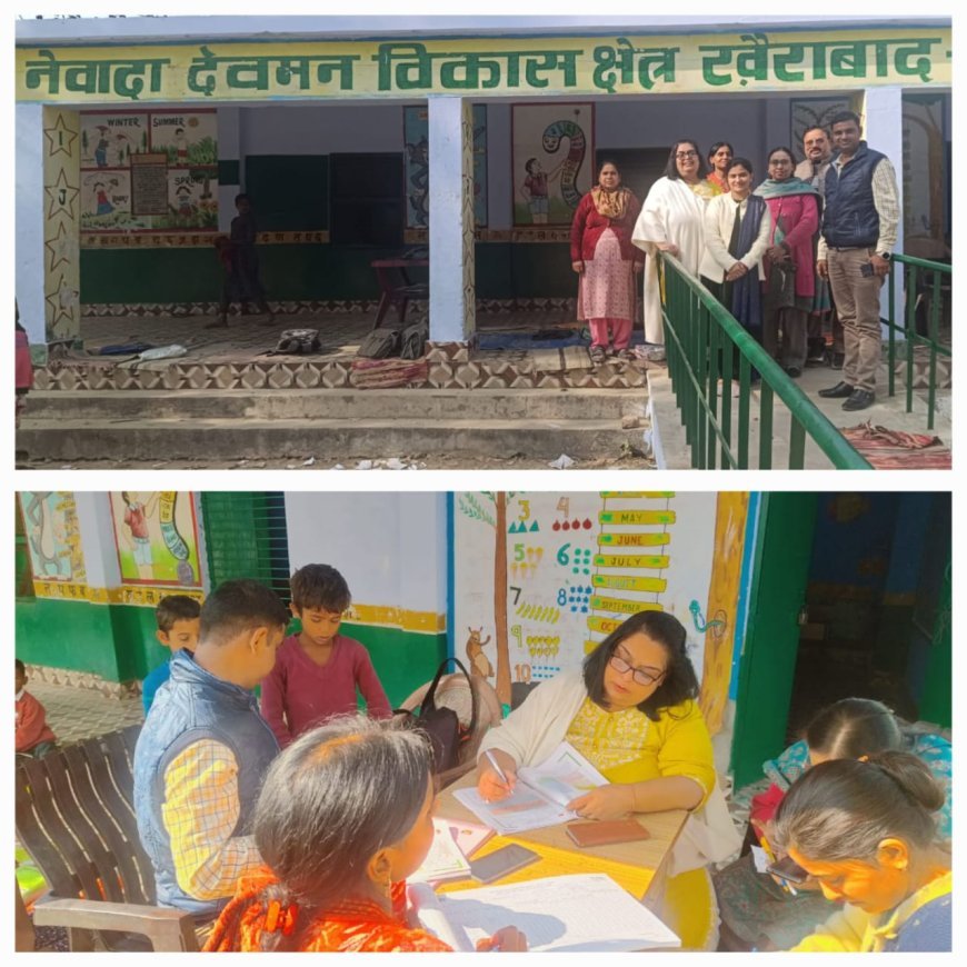Sitapur : कंपोजिट स्कूल नेवादा देवमन में बच्चों का स्वास्थ्य जांच शिविर आयोजित