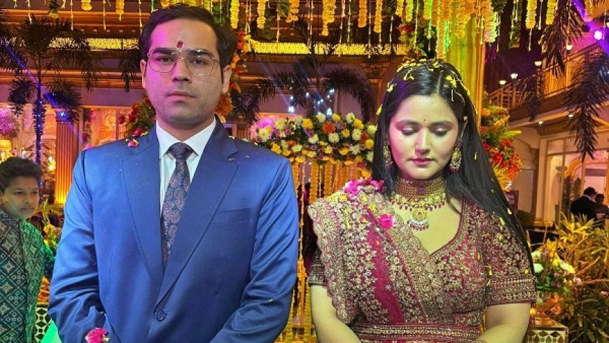 गाजियाबाद में कथावाचक निधि सारस्वत ने पूर्व ऊर्जा मंत्री रामवीर उपाध्याय के बेटे चिराग उपाध्याय से रचाई शादी। 