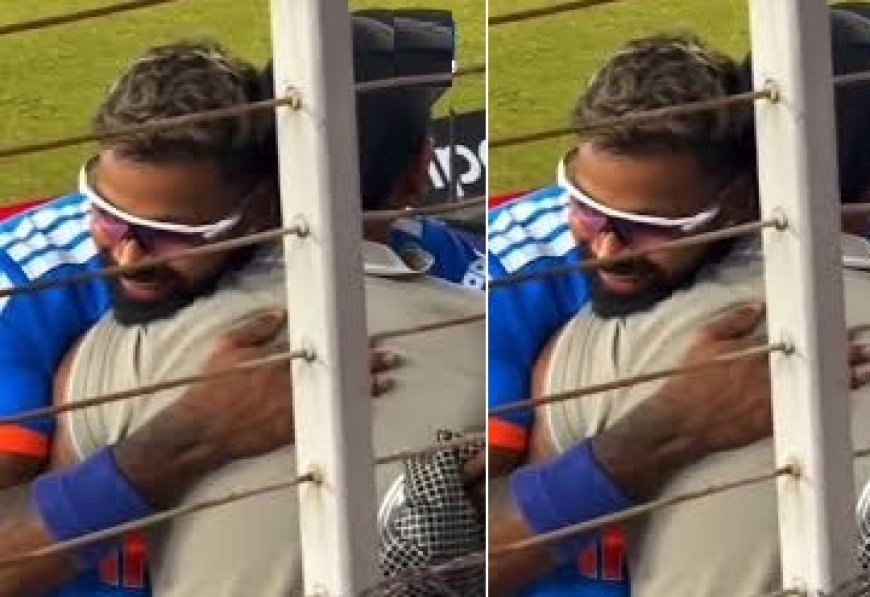 हार्दिक पांड्या छक्के से घायल कैमरामैन से मिले, गले लगाकर हालचाल जाना।