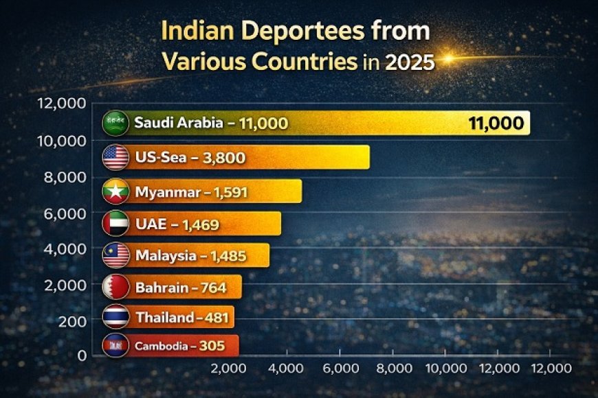 2025 में 81 देशों से 24,600 से अधिक भारतीयों का निर्वासन हुआ, सऊदी अरब से सबसे अधिक 11,000 से ज्यादा मामले। 