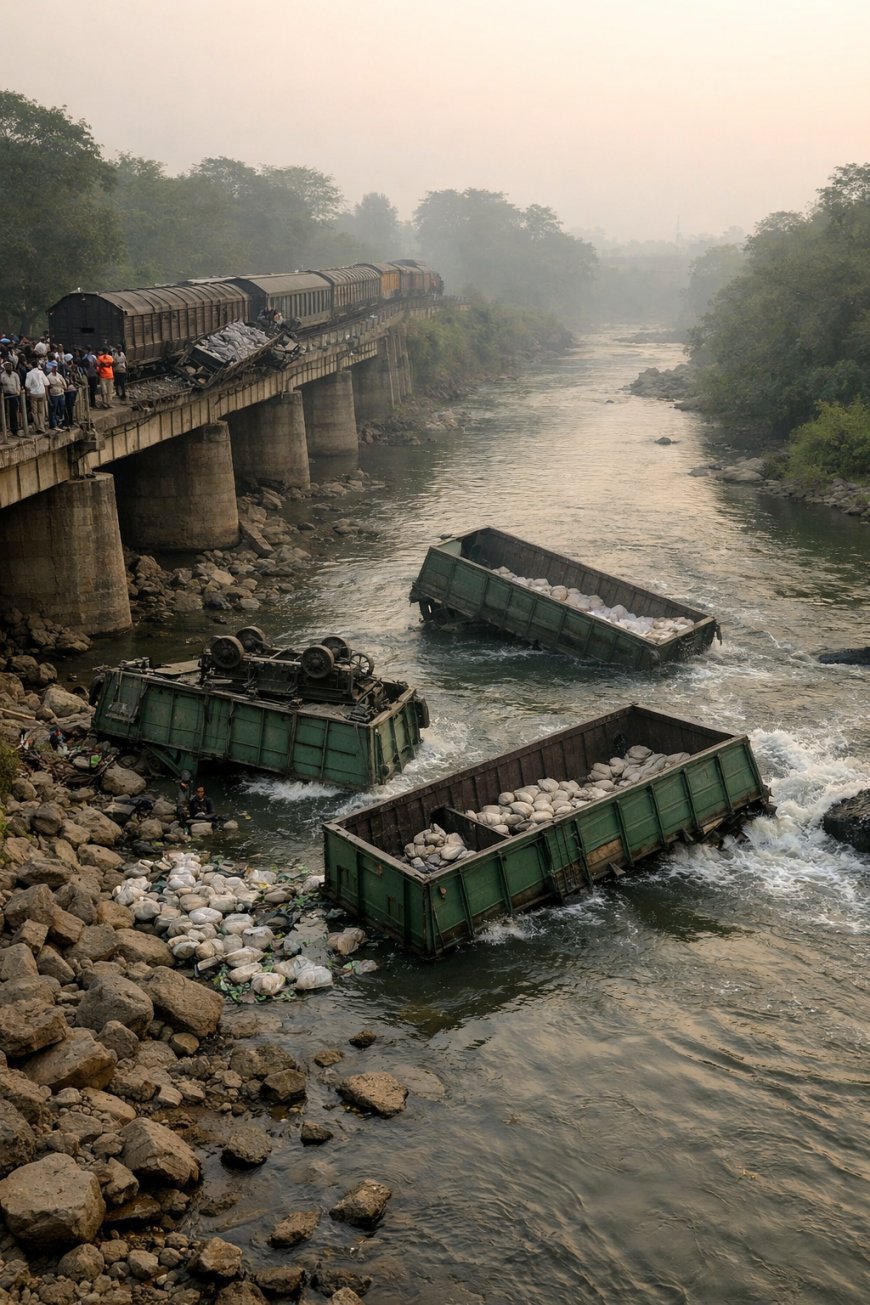 बिहार में भयंकर रेल हादसा- सीमेंट लदी मालगाड़ी के कई डिब्बे बथुआ नदी में गिरे, 17 बोगियां पटरी से उतरीं