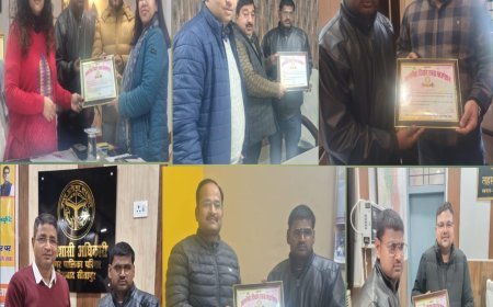 Sitapur : आत्मनिर्भर दिव्यांग एकता फाउंडेशन ने उत्कृष्ट कार्य करने वाले अधिकारियों को किया सम्मानित