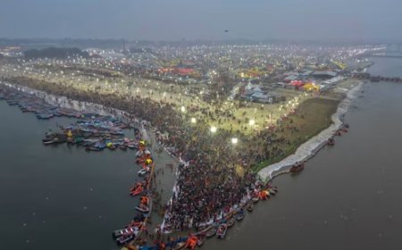 Prayagraj: गंगा की रेती पर बस गया तंबुओं का अस्थायी शहर, पौष पूर्णिमा से शुरू होगा माघमेला। 
