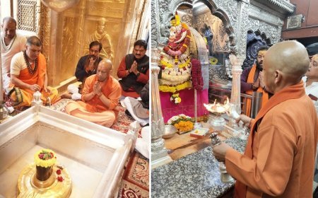 Varanasi: मुख्यमंत्री ने काशी विश्वनाथ मंदिर व काल भैरव मंदिर में किया दर्शन पूजन। 