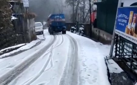 Mussoorie: पहाड़ों की रानी मसूरी में फिर बदला मौसम का मिजाज, देर रात बारिश व ओलावृष्टि से सड़कों ने ओढ़ी सफेद चादर।