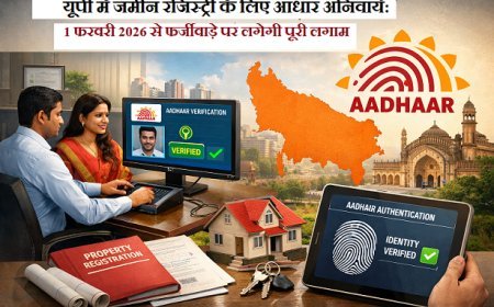 Lucknow: यूपी में जमीन रजिस्ट्री के लिए आधार अनिवार्य: 1 फरवरी 2026 से फर्जीवाड़े पर लगेगी पूरी लगाम। 