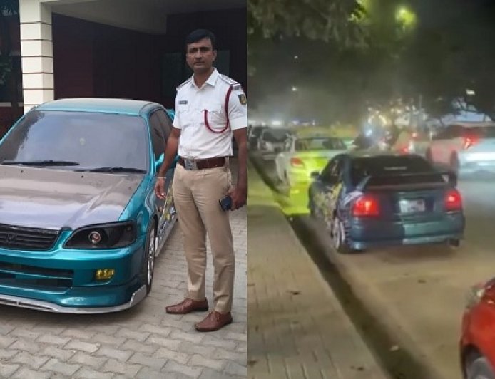 बेंगलुरु में मॉडिफाइड साइलेंसर वाली कार पर रिकॉर्ड कार्रवाई: पुलिस ने केरल के छात्र पर 1.11 लाख रुपये का जुर्माना लगाया, कार जब्त कर ली गई।