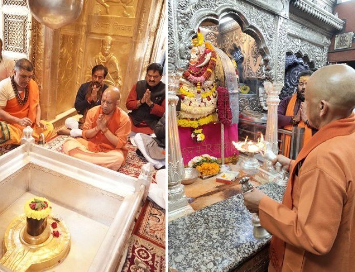 Varanasi: मुख्यमंत्री ने काशी विश्वनाथ मंदिर व काल भैरव मंदिर में किया दर्शन पूजन। 