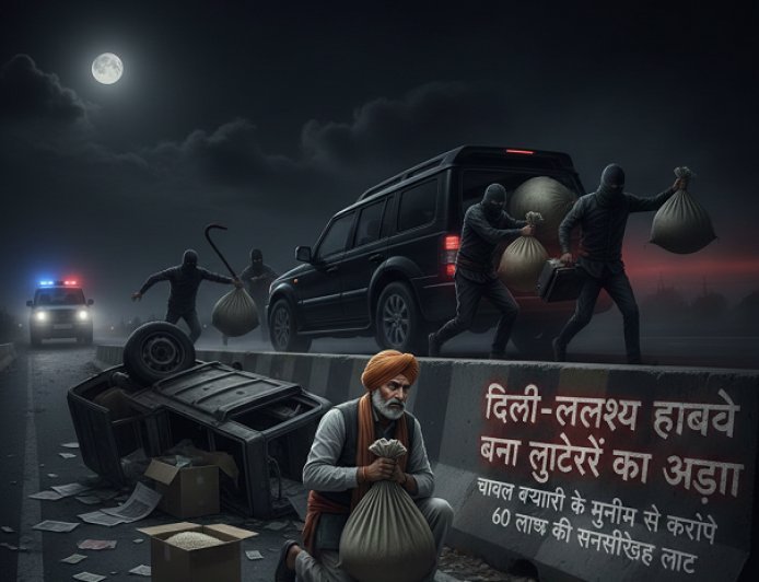 Hapur: दिल्ली-लखनऊ हाईवे पर खुली लूट: पिलखुवा में 60 लाख रुपये छीनकर फरार बदमाश, व्यापारियों में दहशत। 