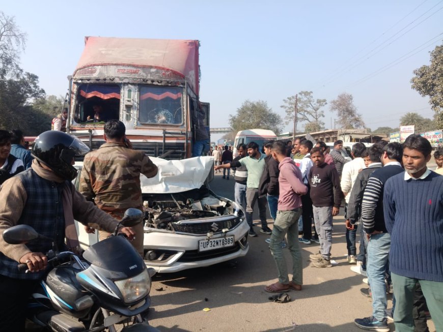 Sitapur : नशे में कंटेनर चालक ने कई वाहनों को टक्कर मारी, एक महिला की मौत