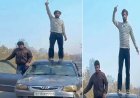 हापुड़ में चलती कार पर खतरनाक स्टंट: युवकों ने छत पर खड़े होकर करतब दिखाया, पुलिस ने 29 हजार का चालान काटा