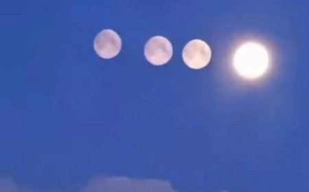 रूस के सेंट पीटर्सबर्ग में आसमान में चार चांद दिखने की दुर्लभ खगोलीय घटना ने लोगों को हैरान कर दिया।
