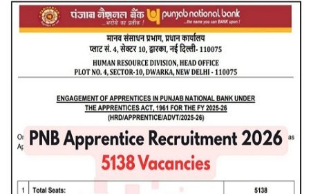 PNB अप्रेंटिस बंपरभर्ती 2026- 5000+ पदों पर मौका, अप्रेंटिस की भर्ती, इस डेट से शुरू होंगे आवेदन।