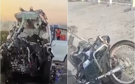 बेंगलुरु के होसकोटे में भीषण चेन हादसा, तेज रफ्तार XUV700 ने बाइक को टक्कर मारी फिर ट्रक से भिड़ी, 7 लोगों की मौत। 