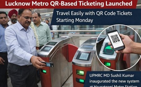 Lucknow Metro में शुरू हुआ QR आधारित टिकट सिस्टम, हजरतगंज स्टेशन पर उद्घाटन।