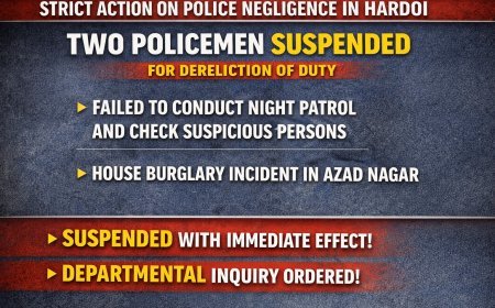 Hardoi : हरदोई में पुलिसकर्मियों की लापरवाही पर सख्त कार्रवाई, दो निलंबित