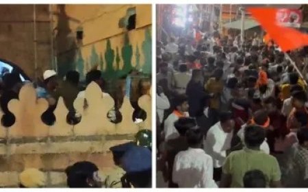 बागलकोट में शिवाजी जयंती जुलूस पर पत्थरबाजी, मस्जिद के पास ठेलों में लगाई आग।