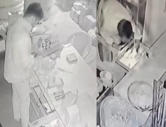 चोर ने ताला तोड़कर 60 से 70 हजार रुपये की नकदी पर हाथ साफ किया, नोट गिनने के साथ मोबाइल फोन चार्ज किया। 