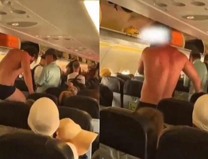 एयरएशिया फ्लाइट में यात्री ने कपड़े उतारकर मचाया हंगामा इमरजेंसी लैंडिंग के बाद रनवे पर कूदकर भागने की कोशिश। 