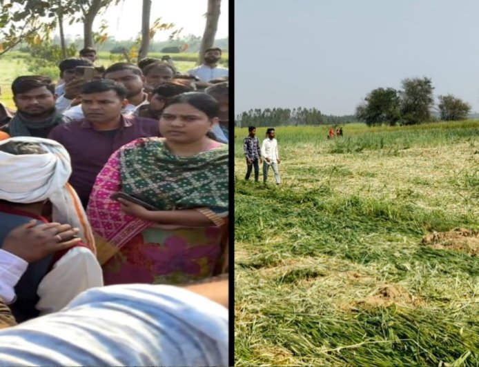 Sitapur : सिधौली में प्रशासनिक कार्रवाई से बवाल, किसानों की खड़ी फसल पर चला ट्रैक्टर