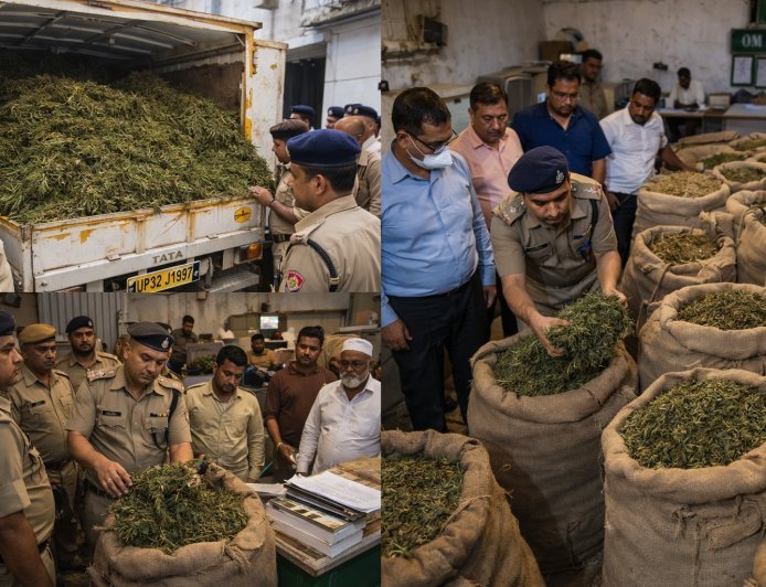 Hardoi : हरदोई में आयुर्वेदिक कंपनी पर छापेमारी, निर्धारित सीमा से कई गुना अधिक भांग जब्त