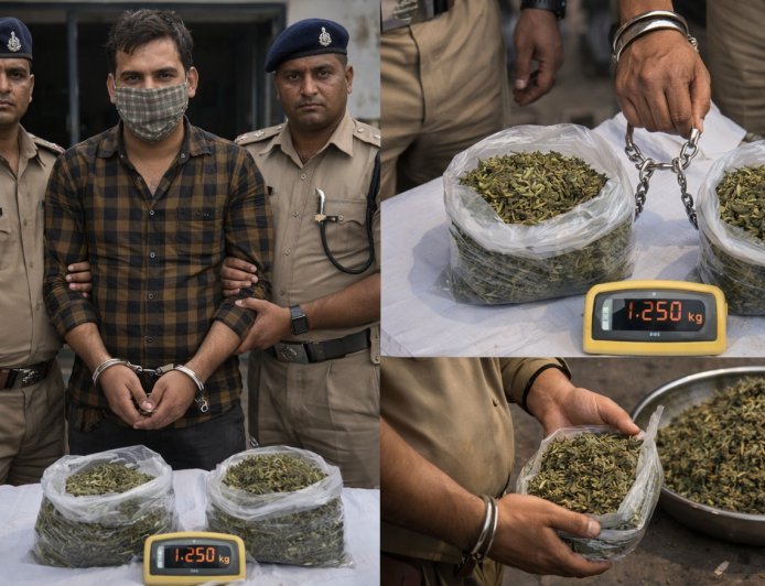 Lakhimpur- Kheri : लखीमपुर खीरी में 1.250 किलो अवैध गांजा बरामद, कई मुकदमों में वांछित आरोपी गिरफ्तार