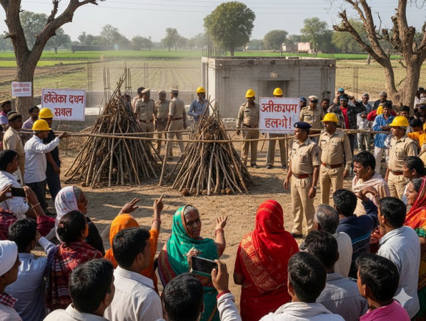 Hardoi: होलिका दहन स्थल पर अतिक्रमण को लेकर भड़का विवाद, ग्रामीणों में आक्रोश। 