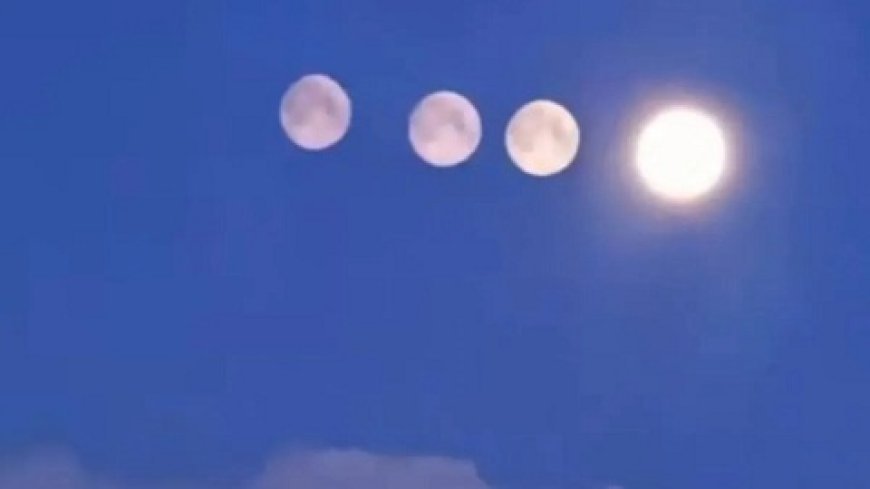 रूस के सेंट पीटर्सबर्ग में आसमान में चार चांद दिखने की दुर्लभ खगोलीय घटना ने लोगों को हैरान कर दिया।